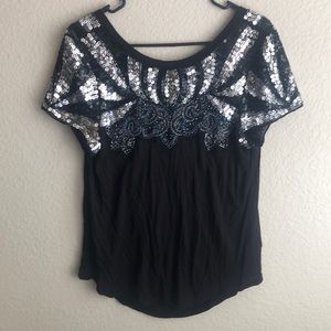 Free people sequin open back blouse